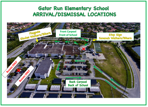 Gator Run Arrival and Dismissal Map